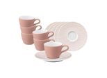 Tasse SELTMANN WEIDEN "Espressotassen mit Untertassen Life Fashion 90 ml 6er Set", rosa (posh rose), 12 tlg., Porzellan, Trinkgefäße, Tasse