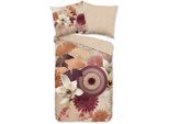 Wendebettwäsche HIP "Quente", beige (sand), B/L: 155cm x 220cm, 1 Stk., 1 Stk., Renforcé, B/L: 80cm x 80cm, 2 Stk., Renforcé, Obermaterial: 100% Baumwolle, Bettwäsche, Wendebettwäsche, Satin, Reißverschluss, Wendeoptik, Mandala, Blume, Sand