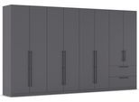 Kleiderschrank RAUCH "Drehtürenschrank Schrank Garderobe Wäscheschrank Schlafzimmer AVOLA", grau (graumetallic), B:360cm H:210cm T:54cm, Holzwerkstoff, Schränke, Kleiderschrank, mit hochwertigen Stangengriffen aus Metall in Schwarz MADE IN GERMANY