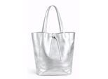 Schultertasche "EasyGo", Mädchen, Gr. B/H/T: 40cm x 30cm x 12cm onesize, silber, Leder, COLLEZIONE ALESSANDRO, Taschen Schultertasche, aus softem Leder, Made in Italy