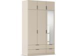 Kleiderschrank RAUCH "Drehtürenschrank Schrank Garderobe Ankleide Schlafzimmer LAGOA", beige (champagner), B:136cm H:235cm T:54cm, Holzwerkstoff, Schränke, Kleiderschrank, geräumige Schubladen, 3 Breiten, optional mit Aufsatz MADE IN GERMANY