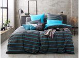 Bettwäsche OTTO HOME "Katja", blau (türkis, grau), B/L: 155cm x 220cm, 1 Stk., 1 Stk., Linon, B/L: 80cm x 80cm, 2 Stk., Linon, Obermaterial: 100% Baumwolle, Bettwäsche, Bettwäsche, Bettwäsche aus Baumwolle, Bettwäsche mit Streifen-Design, Wendeoptik