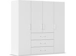 Drehtürenschrank RAUCH "Kleiderschrank Schrank Garderobe Schlafzimmerschrank EVELYN", weiß (alpinweiß), B:201cm H:197cm T:60cm, Holzwerkstoff, Schränke, Drehtürenschrank, in elegantem Stil mit Schubladen 3 Breiten und 2 Höhen MADE IN GERMANY