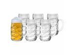 Bierkrug STÖLZLE "Maßkrüge Diamond 1000 ml 6er Set transparent", bunt (transparent), Glas, Trinkgefäße