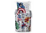 Kinderbettwäsche MARVEL "Marvel Comics Bettbezug-Set 135x200 cm + Kissenbezug 80x80 cm", bunt (weiß), B/L: 137cm x 200cm, 1 Stk., 1 Stk., Washed Cotton, B/L: 80cm x 80cm, 2 tlg., Washed Cotton, Obermaterial: 100% Baumwolle, Bettwäsche, 100 % Baumwolle, maschinenwaschbar, wendbar