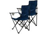 Gartenstuhl VCM "2x Angelstuhl Getränkehalter Campingstuhl klappbar", blau, Obermaterial: 100% Metall MT., Stühle, Gartenstuhl