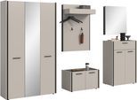 Garderoben-Set HOME AFFAIRE "RAK, 5-teilige Garderoben-Kombination, Breite ca. 287 cm", beige (kaschmir, schwarz), B:287cm H:190cm T:40cm, Holzwerkstoff, Kastenmöbel-Sets, Garderobenkombination, Kombination, Set, Flurgarderobe, Diele