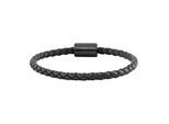 Armband CAÏ "Leder olivenblattgegerbt schwarz", schwarz, Armbänder, Herren, 21cm, Edelstahl, glänzend, matt, Armband