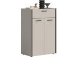 Schuhkommode HOME AFFAIRE "RAK, Breite 75 cm, viel Stauraum, 2 Türen, 5 Fächer, 1 Schubkasten", beige (kaschmir, schwarz), B:75cm H:106cm T:37cm, Sideboards, Schuhkommode, Kommode, Schuhschrank, Garderobenschrank, Schrank, Flurschrank