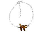 Armband OSTSEE-SCHMUCK "- Katze - Silber 925/000 - Bernstein" Gr. 20, silber (silber 925, silberfarben, weiß), Armbänder, Damen, Silber 925 (Sterlingsilber), Armband