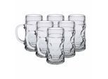 Bierkrug VAN WELL "Maßkrüge geeicht 1 l 6er Set transparent", bunt (transparent), 6 tlg., Glas, Trinkgefäße
