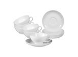 Tasse SELTMANN WEIDEN "Teetassen mit Untertassen Rondo/Liane 0,14l 6er Set weiß", weiß, 12 tlg., Porzellan, Trinkgefäße, Tasse