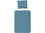 Bettwäsche GOOD MORNING "Good Morning Uni", blau, B/L: 100cm x 135cm, 1 Stk., 1 Stk., Renforcé, B/L: 60cm x 40cm, 2 Stk., Renforcé, Obermaterial: 100% Baumwolle, Bettwäsche, Bettwäsche, 100% Baumwolle, Renforcé, 135x200, Unifarben, Reißverschluss, Weiß