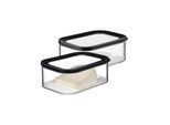 Vorratsdose MEPAL "Käsedosen Modula 2000 ml 2er Set", schwarz, Lebensmittelaufbewahrungsbehälter, Vorratsdose