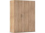 Drehtürenschrank RAUCH "Kleiderschrank Schrank Garderobe Schlafzimmerschrank EVELYN", braun (eiche sonoma), B:151cm H:197cm T:60cm, Holzwerkstoff, Schränke, Drehtürenschrank, in elegantem Stil, viel Stauraum 4 Breiten und 2 Höhen MADE IN GERMANY