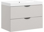 Waschtisch WELLTIME "FLOW STRIPE mit Waschbecken, Breite 60 oder 80cm, modernes Design", cashmere, cashmere, B:80cm T:45cm, Waschtische, Waschtisch, Schrank mit 2 Schubladen, Soft-Close-Function, in 2 Breiten erhältlich