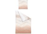 Bettwäsche BIERBAUM "4061", orange (peach), B/L: 135cm x 200cm, 1 Stk., 1 Stk., Seersucker, B/L: 80cm x 80cm, 2 Stk., Seersucker, Obermaterial: 100% Baumwolle, Bettwäsche, Bettwäsche, Mako-Satin, 100 % Baumwolle, pflegeleicht