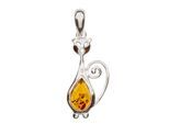 Kettenanhänger OSTSEE-SCHMUCK "- Katze - Silber 925/000 - Bernstein" Gr. 32, silber (silber 925, silberfarben, weiß), Schmuckanhänger, Damen, Silber 925 (Sterlingsilber), Kettenanhänger