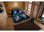 Wendebettwäsche "Moon", blau, B/L: 135cm x 200cm, 1 Stk., 1 Stk., Microfaser, B/L: 80cm x 80cm, 2 Stk., Microfaser, Obermaterial: 100% Polyester, PURE LUXURY COLLECTION, Bettwäsche, Wendebettwäsche, Mikrofaser, 135x200, Pflegeleicht, Reißverschluss, Wendeoptik, Wolf