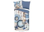 Wendebettwäsche HIP "Aldiana", blau, B/L: 155cm x 220cm, 1 Stk., 1 Stk., Mako-Satin, B/L: 80cm x 80cm, 2 Stk., Mako-Satin, Obermaterial: 100% Baumwolle, Bettwäsche, Wendebettwäsche, Mako-Satin, Reißverschluss, Wendeoptik, Mandala, Maritim, Blau