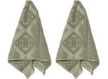 Gästehandtuch PAD "HARLEM, 30x50 cm", grün (olive), B:30cm L:50cm, Frottee, Frottee, Handtücher, Made in Europe, Ton in Ton gestreift, mit Ornamenten, mit Fransen