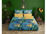Wendebettwäsche HIP "Novia", blau, B/L: 155cm x 220cm, 1 Stk., 1 Stk., Satin, B/L: 80cm x 80cm, 2 Stk., Satin, Obermaterial: 100% Baumwolle, Bettwäsche, Wendebettwäsche, Mako-Satin, 135x200, Reißverschluss, Wende, Mandala, Strelitzie, Blau