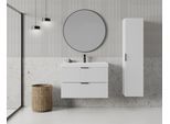 Waschtisch WELLTIME "HARMONY mit Waschbecken, Breite 60 oder 80cm, modernes Design", weiß (weiß, weiß), B:80cm T:45cm, Waschtische, Waschtisch, Schrank mit 2 Schubladen, Soft-Close-Function, Paneeloptik