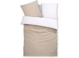 Bettwäsche OTTO HOME "Desner2", weiß (weiß, beige), B/L: 155cm x 220cm, 1 Stk., 1 Stk., Microfaser, B/L: 80cm x 80cm, 2, Microfaser, Obermaterial: 100% Polyester, Bettwäsche, Bettwäsche, Premium Qualität, sehr weich, uni, ab 135x200 cm