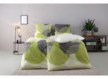 Bettwäsche BIERBAUM "Carla in Gr. 135x200 oder 155x220 cm", grün (apfelgrün), B/L: 200cm x 200cm, 1 Stk., 2 Stk., Renforcé, B/L: 80cm x 80cm, 2, Renforcé, Obermaterial: 100% Baumwolle, Bettwäsche, Bettwäsche, Bettwäsche aus Baumwolle, geometrische Bettwäsche mit Reißverschluss
