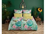 Wendebettwäsche HIP "XABINE", bunt (multi), B/L: 135cm x 200cm, 1 Stk., 1 Stk., Satin, B/L: 80cm x 80cm, 2 Stk., Satin, Obermaterial: 100% Baumwolle, Bettwäsche, Wendebettwäsche, Mako-Satin, 135x200, Reißverschluss, Wende, Mandala,Vogel Blumen, Grün