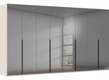 Drehtürenschrank RAUCH "Kleiderschrank Schrank Garderobe Wäscheschrank BESTSELLER MONTCLAR", grau (beige (champagner), grauspiegel, griffe schwarz), B:400cm H:223cm T:60cm, Holzwerkstoff, Schränke, Drehtürenschrank, Front in Glas/Hochglanz/Dekor/Grauspiegel in 5 Breiten MADE IN GERMANY
