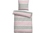 Bettwäsche BIBERNA "Jonas", rosa (rose), B/L: 135cm x 200cm, 1 Stk., 1 Stk., Flanell, B/L: 80cm x 80cm, 2 Stk., Flanell, Obermaterial: 100% Baumwolle, Bettwäsche, Bettwäsche, kuschelig warm, weich, pflegeleicht, 100% Baumwolle, made in Germany