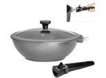 Wok STONELINE "Imagination PLUS", grau (anthrazit), B:30cm H:10cm L:50,7cm Ø:30cm, Pfannen, Wok, einzigartige Steinpartikel-Beschichtung, Ø 30 cm, Induktion