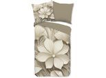 Wendebettwäsche GOOD MORNING "Artdeco", beige (sand), B/L: 200cm x 200cm, 1 Stk., 2 Stk., Renforcé, B/L: 80cm x 80cm & 80cm x 80cm, 3 Stk., Renforcé, Obermaterial: 100% Baumwolle, Bettwäsche, Wendebettwäsche, 100% Baumwolle, Renforcé, Reißverschluss, Wendeoptik, Blumen