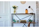 Sekretär SIT "T-NEST SHELF OFFICE LOW", schwarz (schwarz, natur), B:120cm H:120cm, Sekretäre, Sekretär, mittelhohes, offenes Sekretärregal, aus Mangoholz und Metall