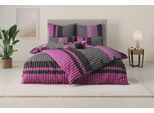 Bettwäsche OTTO HOME "Philine", lila (beere), B/L: 155cm x 220cm, 1 Stk., 1 Stk., Linon, B/L: 80cm x 80cm, 2, Linon, Obermaterial: 100% Baumwolle, Bettwäsche, Bettwäsche, mit modernen Streifen, Bettwäsche aus Baumwolle, ab Gr. 135x200 cm