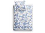 Bettwäsche KLEINE WOLKE "Onda", blau (mare), B/L: 135cm x 200cm, Mako-Satin, B/L: 80cm x 80cm, 2 Stk., Mako-Satin, Obermaterial: 100% Baumwolle, Bettwäsche, Bettwäsche, mit Wellenmotiv