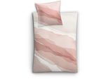 Bettwäsche KLEINE WOLKE "Nesrin", rosa (old rose), B/L: 135cm x 200cm, Mako-Satin, B/L: 80cm x 80cm, 2 Stk., Mako-Satin, Obermaterial: 100% Baumwolle, Bettwäsche, Bettwäsche, mit Wellenmotiv