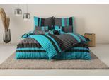 Bettwäsche OTTO HOME "Philine", blau (türkis), B/L: 135cm x 200cm, 1 Stk., 1 Stk., Linon, B/L: 40cm x 80cm, 2, Linon, Obermaterial: 100% Baumwolle, Bettwäsche, Bettwäsche, mit modernen Streifen, Bettwäsche aus Baumwolle, ab Gr. 135x200 cm