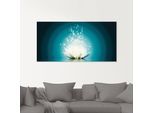 Glasbild ARTLAND "Magie der Lotus-Blume", blau (farbe bild(er): blau), B:100cm H:50cm, Bilder