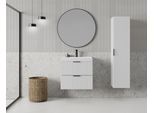 Waschtisch WELLTIME "HARMONY mit Waschbecken, Breite 60 oder 80cm, modernes Design", weiß (weiß, weiß), B:60cm T:45cm, Waschtische, Waschtisch, Schrank mit 2 Schubladen, Soft-Close-Function, Paneeloptik