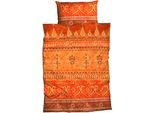 Bettwäsche CASATEX "Indi", orange (terrakotta), B/L: 155cm x 220cm, 1 Stk., 1 Stk., Biber, B/L: 40cm x 80cm, 2 Stk., Biber, Obermaterial: 100% Baumwolle, Bettwäsche, Bettwäsche, romantisch, orientalisch, weich und gemütlich
