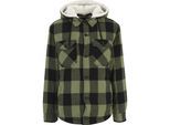 Anorak BRANDIT "Brandit Herren Lumberjacket Hooded", Herren, Gr. L, grün (schwarz, olive), 100% Baumwolle, kariert, normal, ohne Ausschnitt, Jacken