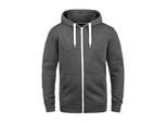 Kapuzensweatjacke SOLID "Kapuzensweatjacke SDOlli", Herren, Gr. M, grau (med grau m), Obermaterial: 80% Polyester PES. 20% Baumwolle CO., Sweatjacken