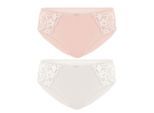 Slip SUSA "2er Pack Damen Slip Latina", Damen, Gr. 38, bunt (champagner beige), Obermaterial: 78% Polyamid PA. 16% Elasthan EL. 6% Baumwolle CO., Unterhosen Slip
