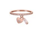 Fingerring CAÏ "925 Silber rosévergoldet mit Anhängern Herz Zirkonia" Gr. 16,5, rosa (rot), Fingerringe, Damen, 052 (16,6), Silber 925 (Sterlingsilber), Fingerring