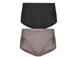 Miederslip SUSA "2er Pack Miederslip London", Damen, Gr. 50, bunt (frosty lavender schwarz), Stoff, Obermaterial: 75% Polyamid PA. 25% Elasthan EL., Unterhosen