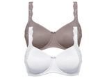 Minimizer-BH SUSA "2er Pack Minimizer BH mit Bügel London", Damen, Gr. 85, Cup G, bunt (weiß frosty lavender), Obermaterial: 77% Polyamid PA. 23% Elasthan EL., BHs Minimizer-BH
