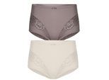 Miederslip SUSA "2er Pack Miederslip London", Damen, Gr. 44, bunt (champagner frosty lavender), Stoff, Obermaterial: 75% Polyamid PA. 25% Elasthan EL., Unterhosen