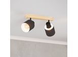 Deckenstrahler Batallas, Länge 30 cm, schwarz/holz, 2-flg.